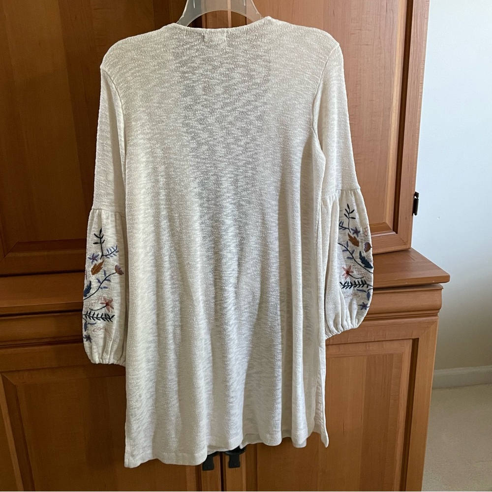 EYESHADOW BOHO PEASANT OPEN FRONT EMBROIDERED CARDIGAN!! - Picture 4 of 11